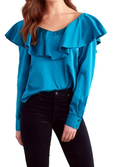 Finley Angel Top-ruffle Shoulder In Teal In Blue