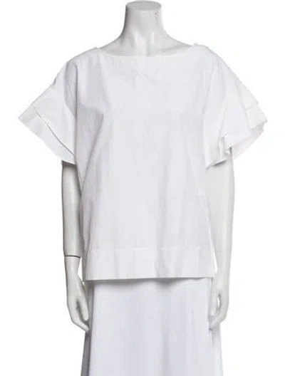 Pre-owned Finley Bateau Neckline Short Sleeve Top W/ Tags In White