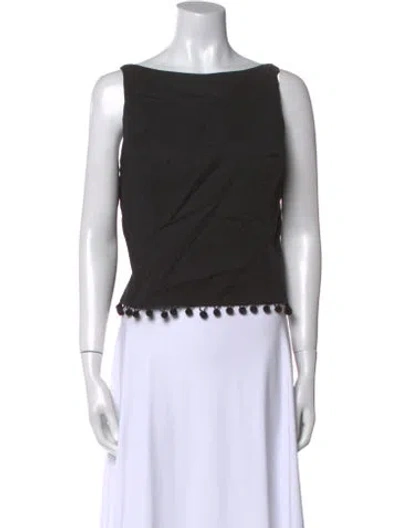 Pre-owned Finley Bateau Neckline Sleeveless Crop Top In Black
