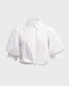 Finley Bomba Button-down Twist-front Poplin Shirt In White