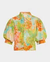 Finley Bomba Floral-print Cotton Top In Orange/mul