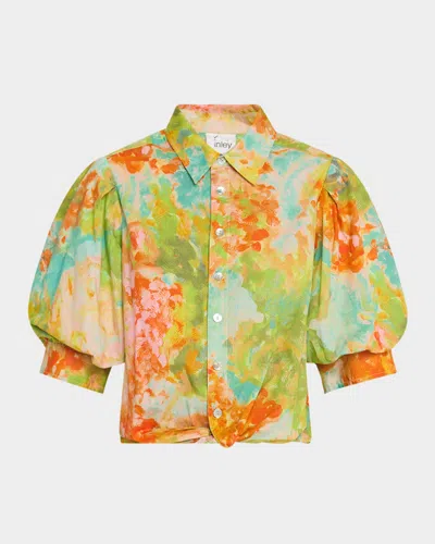 Finley Bomba Floral-print Cotton Top In Orange/mul
