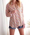 Finley Brette Blouson Sparkle Leaf Print In Orange/blue/multi