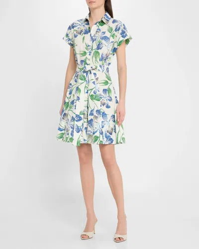 Finley Chantal Floral-print Cotton Shirt Dress In Multi