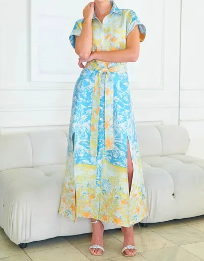 Finley Chantal Tropical Dress In Turquoise Multi In Blue