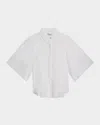 Finley Collin Cape-sleeve Washed Linen Shirt In White
