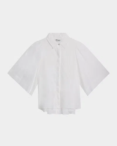 Finley Collin Cape-sleeve Washed Linen Shirt In Neutral