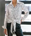 Finley Dancing Lilies Lindy Top In Ivory/black In Multi