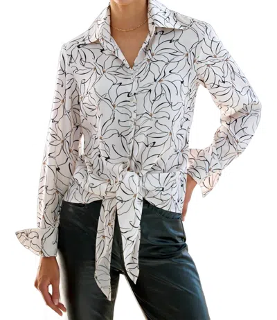 Finley Dancing Lilies Lindy Top In Ivory/black In Multi