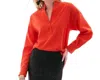 Finley Elsa Washed Cupro Top In Flame In Red