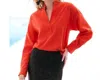 Finley Elsa Washed Cupro Top In Flame In Red