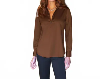 Finley Endora Long Sleeve Top In Chocolate Brown