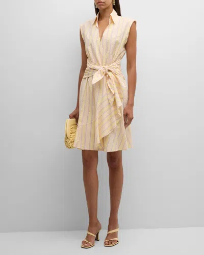 Finley Farrah Striped Seersucker Midi Wrap Dress In Yellow