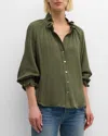 FINLEY FIONA RUFFLE-TRIM COTTON GAUZE SHIRT