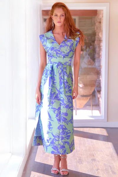 Finley Floral Beverly Dress In Honeydew/purple In Multi