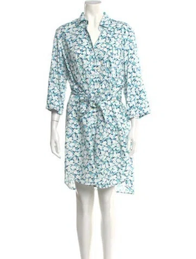 Pre-owned Finley Floral Print Knee-length Dress In Green