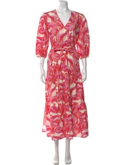 Pre-owned Finley Floral Print Long Dress In Pink