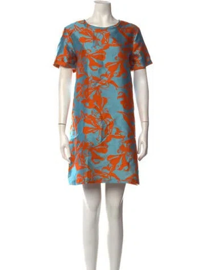 Pre-owned Finley Floral Print Mini Dress In Blue