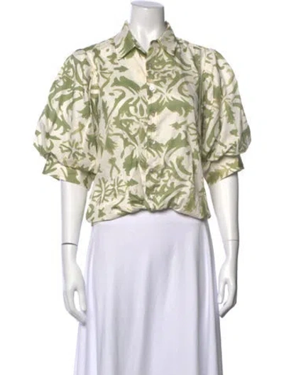 Pre-owned Finley Floral Print Short Sleeve Button-up Top In Multi