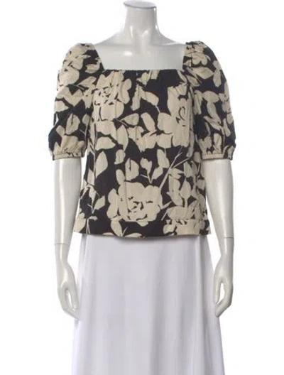 Pre-owned Finley Floral Print Square Neckline Top In Neutral
