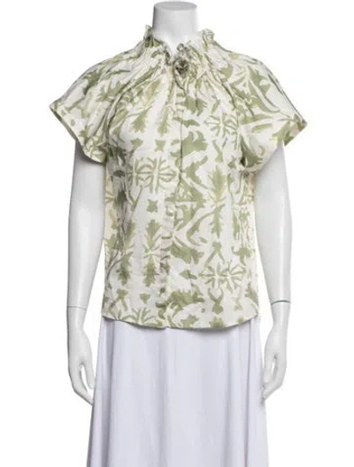 Pre-owned Finley Floral Print Tie Neck Top In Multi