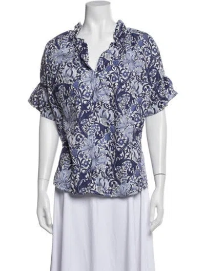 Pre-owned Finley Floral Print V-neck Top In Multi