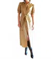 Finley Harper Long Weathercloth Dress In Khaki In Brown