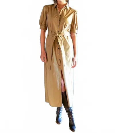 Finley Harper Long Weathercloth Dress In Khaki In Brown