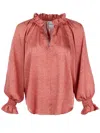 Finley Herringbone Candace Top In Red/cream In Multi