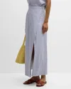 Finley Slit-hem Striped Cotton Maxi Skirt In Multi