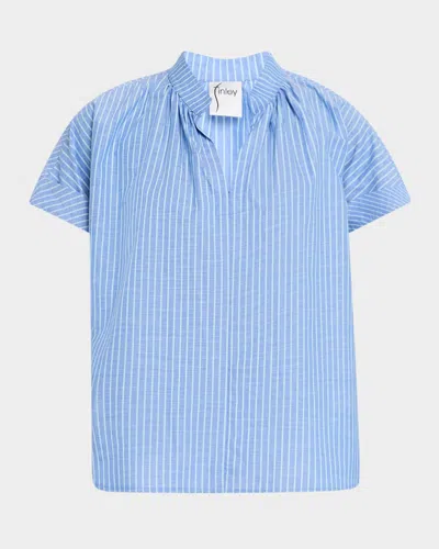 Finley Jay Striped Cotton Chambray Top