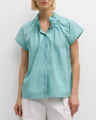 Finley Jenny Striped Ruffle Top In Turquoise