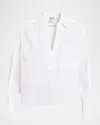 Finley Joni Boxy Silky Cotton Poplin Shirt In White