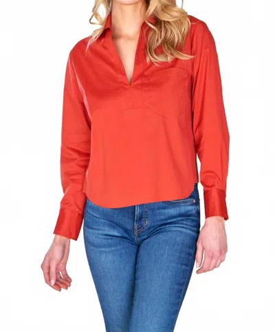 Finley Joni Popover Shirt In Cinnamon In Red