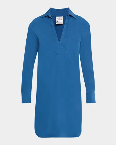 Finley Julia Deep V-neck Stretch Shirtdress In Indigo