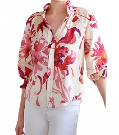 Finley Kyoto Floral Fiona Shirt In Natural/pink In Multi