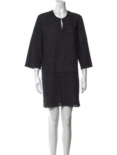 Pre-owned Finley Lace Pattern Mini Dress In Black