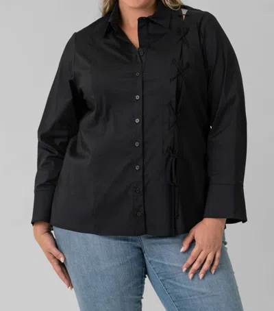 Finley Lace Up Top In Black