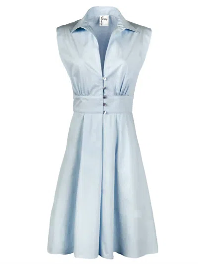 Finley Ladylike Shirt Dress In Pale Blue Weathercloth
