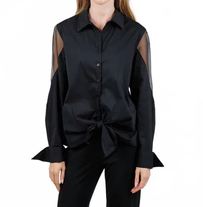 Finley Lindy Organza Combo Shirt In Black