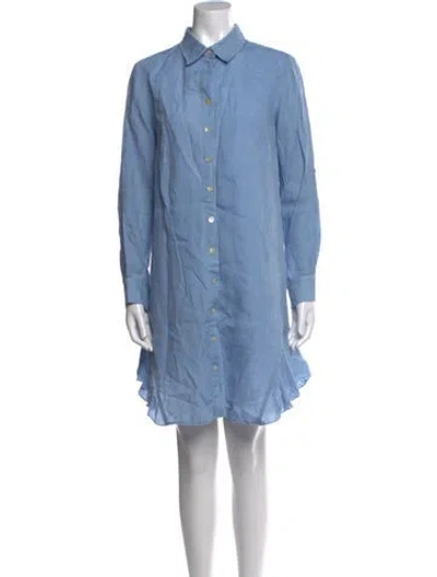 Pre-owned Finley Linen Knee-length Dress In Multi