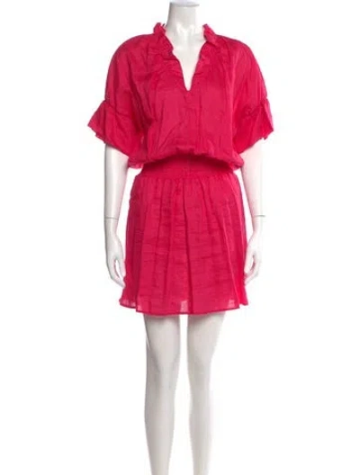 Pre-owned Finley Linen Knee-length Dress In Pink