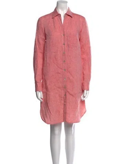 Pre-owned Finley Linen Knee-length Dress In Pink