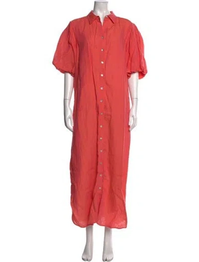 Pre-owned Finley Linen Long Dress In Pink