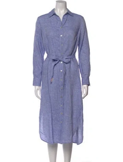 Pre-owned Finley Linen Long Dress In Purple