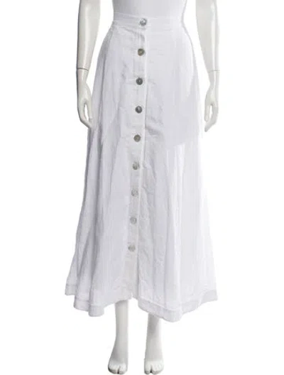 Pre-owned Finley Linen Long Skirt In White