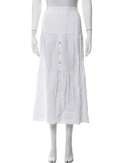 Pre-owned Finley Linen Long Skirt In White