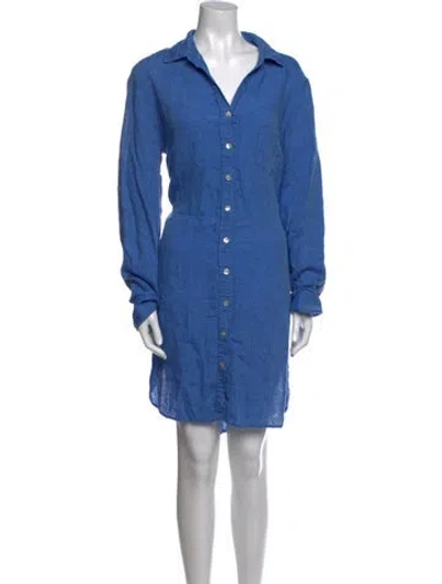 Pre-owned Finley Linen Mini Dress In Blue