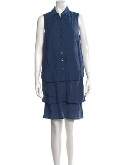 Pre-owned Finley Linen Mini Dress In Blue