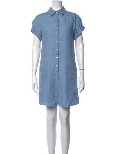 Pre-owned Finley Linen Mini Dress In Blue
